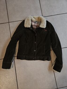 Roxy Brown Corduroy Jacket with Cream Sherpa Collar